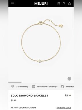 Mejuri 10k Solo Diamond Bracelet